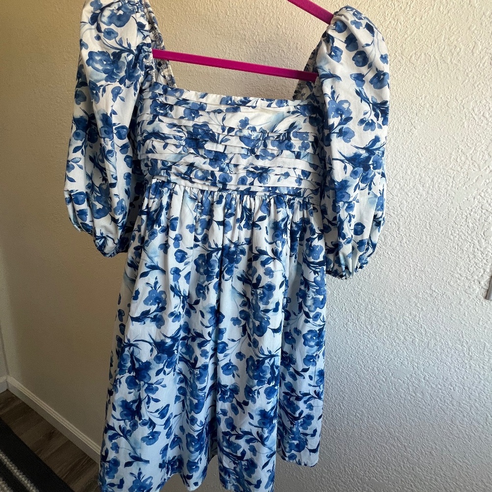 Abercrombie Emerson Poplin Puff Sleeve Mini Dress